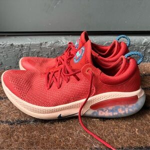 Nike Joyride Fly Knit Red Running Sneakers with Blue Accents